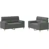 vidaXL Ensemble de canapés 2 pcs coussins gris foncé tissu