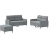 vidaXL Ensemble de canapés 3 pcs coussins gris clair tissu