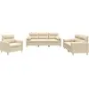 vidaXL Ensemble de canapés 3 pcs avec coussins Crème Tissu