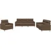 vidaXL Ensemble de canapés 3 pcs avec coussins Marron Tissu