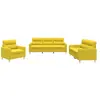 vidaXL Ensemble de canapés 3 pcs avec coussins Jaune clair Tissu