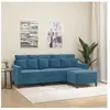 vidaXL Canapé à 3 places avec repose-pieds Bleu 180 cm Velours