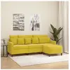 vidaXL Canapé à 3 places avec repose-pieds jaune 180 cm velours