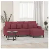 vidaXL Canapé à 3 places avec repose-pieds Rouge bordeaux 180 cm Tissu