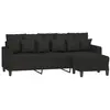 vidaXL Canapé à 3 places avec repose-pieds Noir 180 cm Tissu