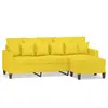 vidaXL Canapé à 3 places avec repose-pieds Jaune clair 180 cm Tissu