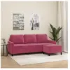 vidaXL Canapé à 3 places et repose-pieds Rouge bordeaux 180 cm Velours
