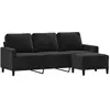 vidaXL Canapé à 3 places avec repose-pieds Noir 180 cm Velours