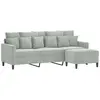 vidaXL Canapé à 3 places avec repose-pieds Gris clair 180 cm Velours