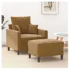 vidaXL Fauteuil avec repose-pied Marron 60 cm Velours
