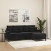vidaXL Canapé à 3 places avec repose-pieds Noir 180 cm Velours