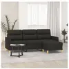 vidaXL Canapé à 3 places avec repose-pieds Noir 180 cm Tissu