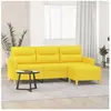 vidaXL Canapé à 3 places avec repose-pieds Jaune clair 180 cm Tissu