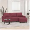 Canapé à 3 places avec repose-pieds Rouge bordeaux 180 cm Tissu Vidaxl