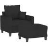 vidaXL Fauteuil avec repose-pied Noir 60 cm Tissu
