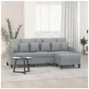 vidaXL Canapé à 3 places avec repose-pieds Gris clair 180 cm Tissu