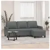 vidaXL Canapé à 3 places avec repose-pieds Gris foncé 180 cm Tissu