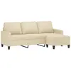 vidaXL Canapé à 3 places avec repose-pieds Crème 180 cm Tissu