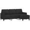 vidaXL Canapé à 3 places avec repose-pieds Noir 180 cm Tissu