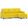 vidaXL Canapé à 3 places avec repose-pieds Jaune clair 180 cm Tissu