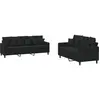 vidaXL Ensemble de canapés 2 pcs avec coussins Noir Velours