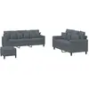 vidaXL Ensemble de canapés 3 pcs avec coussins Gris foncé Velours