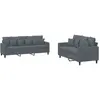 vidaXL Ensemble de canapés 2 pcs avec coussins Gris foncé Velours