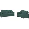 vidaXL Ensemble de canapés 2 pcs avec coussins Vert foncé Velours