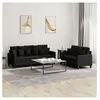 vidaXL Ensemble de canapés 2 pcs avec coussins Noir Tissu