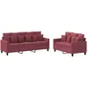 vidaXL Ensemble de canapés 2 pcs avec coussins Rouge bordeaux Tissu