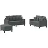 vidaXL Ensemble de canapés 3 pcs avec coussins Gris foncé Tissu