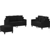 vidaXL Ensemble de canapés 3 pcs avec coussins Noir Tissu