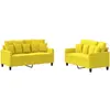 vidaXL Ensemble de canapés 2 pcs avec coussins Jaune clair Tissu