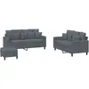 vidaXL Ensemble de canapés 3 pcs avec coussins Gris foncé Velours