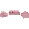 vidaXL Ensemble de canapés 3 pcs avec coussins Rose Velours