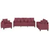 vidaXL Ensemble de canapés 3 pcs avec coussins rouge bordeaux tissu