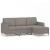 vidaXL Canapé à 3 places avec repose-pieds Taupe 180 cm Tissu