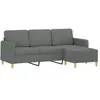 vidaXL Canapé à 3 places avec repose-pieds Gris foncé 180 cm Tissu