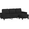 vidaXL Canapé à 3 places avec repose-pieds Noir 180 cm Tissu