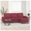 vidaXL Canapé à 3 places avec repose-pieds Rouge bordeaux 180 cm Tissu