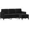 vidaXL Canapé à 3 places avec repose-pieds Noir 180 cm Velours 3201179