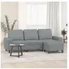 vidaXL Canapé à 3 places avec repose-pieds Gris clair 180 cm Tissu