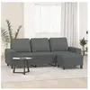 vidaXL Canapé à 3 places avec repose-pieds Gris foncé 180 cm Tissu