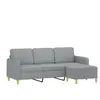 vidaXL Canapé à 3 places avec repose-pieds Gris clair 180 cm Tissu