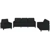 vidaXL Ensemble de canapés 3 pcs avec coussins Noir Similicuir