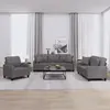 vidaXL Ensemble de canapés 3 pcs avec coussins gris similicuir