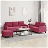 vidaXL Ensemble de canapés 3 pcs avec coussins Rouge bordeaux Velours