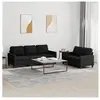 vidaXL Ensemble de canapés 2 pcs avec coussins Noir Tissu