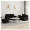 vidaXL Ensemble de canapés 3 pcs avec coussins Noir Tissu