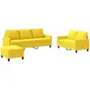 vidaXL Ensemble de canapés 3 pcs avec coussins Jaune clair Tissu